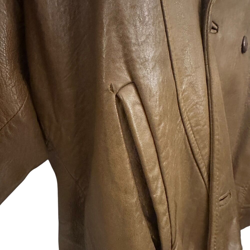 Ann Taylor Vintage 1980s Brown Soft Leather V-Neck Jacket Shoulder Pads – Size 8 - Picture 8 of 9